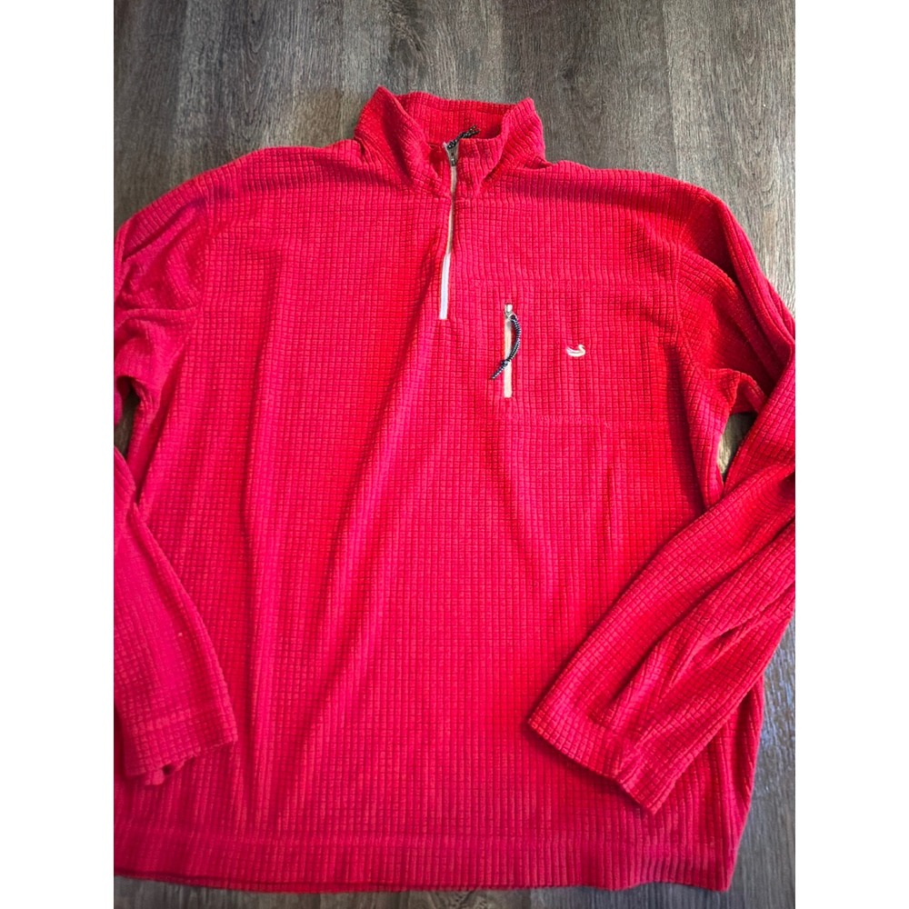 Southern Marsh Fieldtec Mens XL Red Waffle Knit Quarter Zip Pullover Sweater